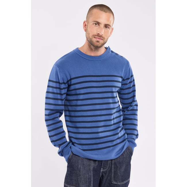 Pull marin en coton obscur/marine deep <span itemprop=
