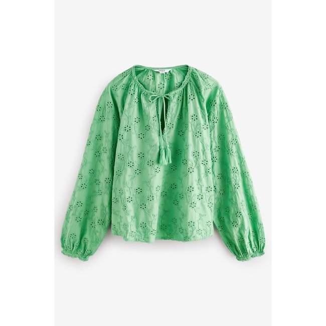 Chemisier en dentelle florale bohème vert <span itemprop=