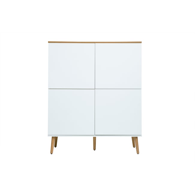 Buffet haut scandinave finition bois clair chêne et blanc L110 cm ANDERS Couleur blanc <span itemprop=