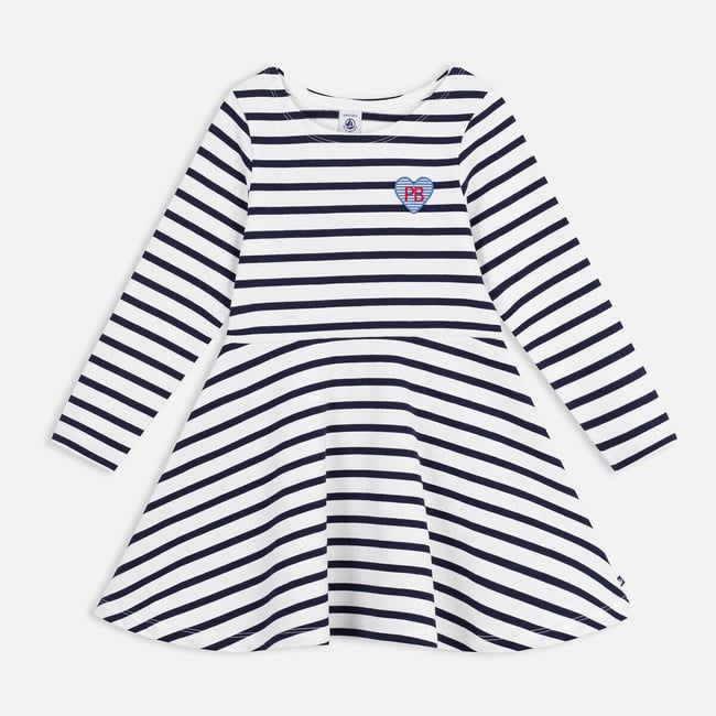 Robe manches longues rayée rayé bleu marine <span itemprop=