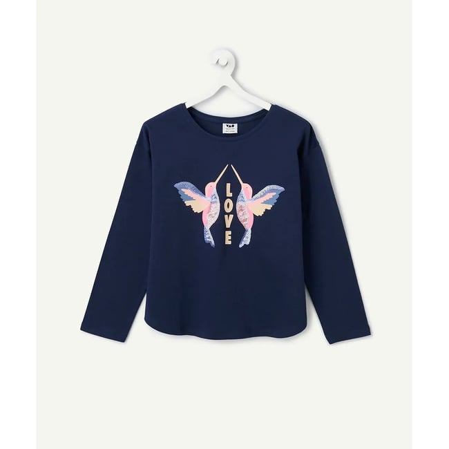 T-shirt manches longues  bleu marine <span itemprop=
