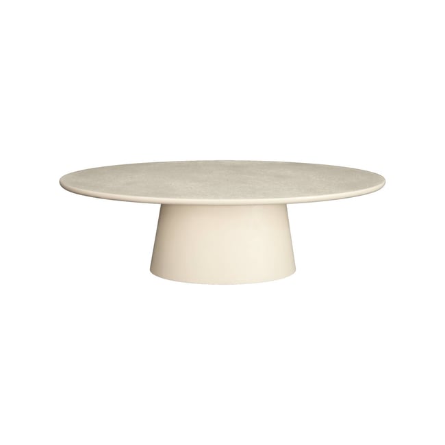 Table basse ovale finition effet béton NELL Couleur blanc <span itemprop=