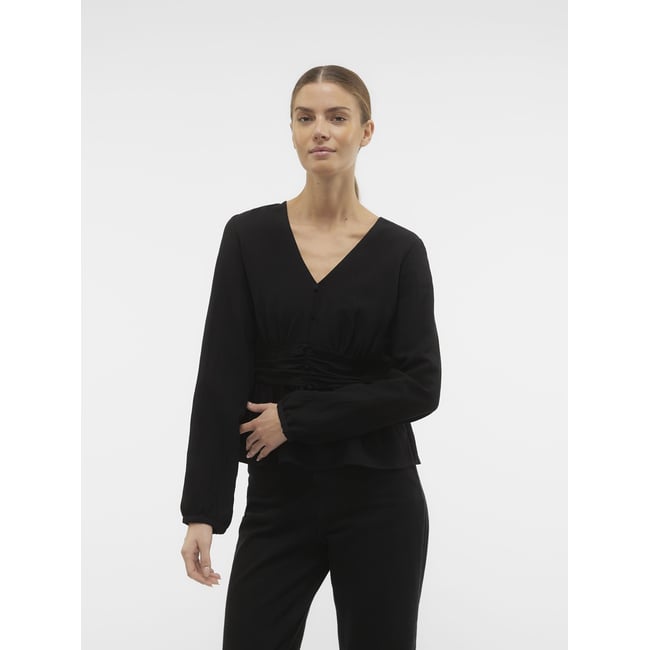 Top Noir Sérigraphié Chacok Taille 38 - Modèle Eforie, Sans Manches, Col En V - Occasion Très Bon état