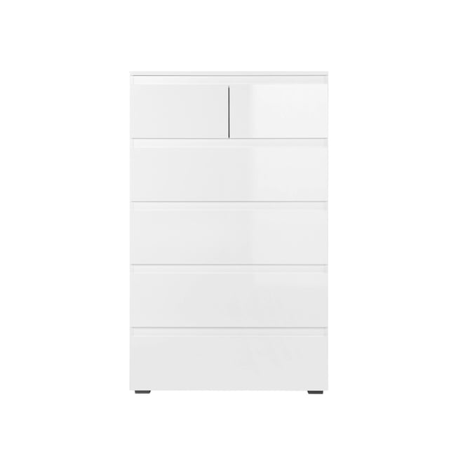 Commode étroite blanche 5 tiroirs ALVA Couleur blanc <span itemprop=