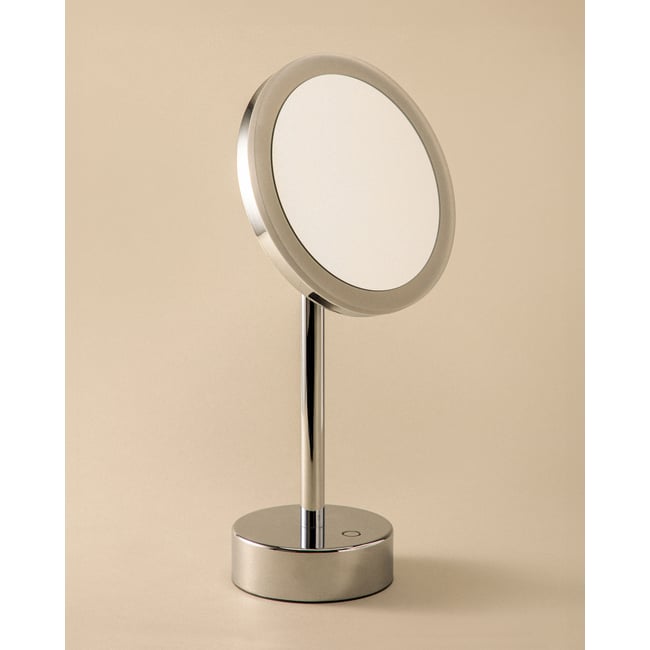 Miroir Grossissant À Poser Basculant Avec Éclairage Led Réglable (x5) x5  ESSENTIALS Couleur chrome <span itemprop=