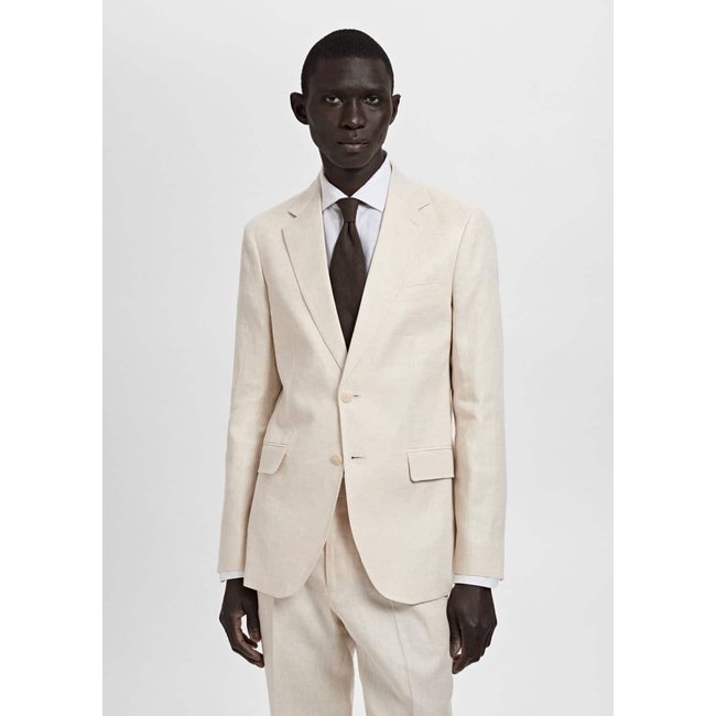 Costume américain 100% lin slim fit écru <span itemprop=