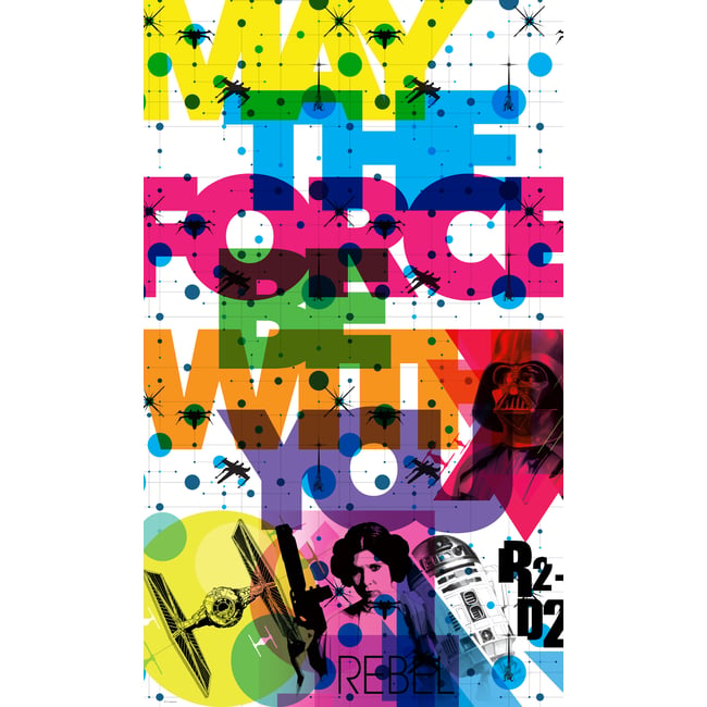 Papier peint Komar - Star Wars Pop Neon Geometrics Leia - 120 x 200 cm Couleur multicolore <span itemprop=