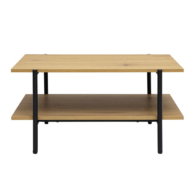 Table basse rectangulaire finition bois foncé noyer et métal noir L80 cm PIPPA - MILIBOO