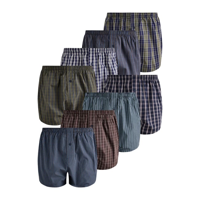 Boxer tissu carreaux bleu marine/vert <span itemprop=