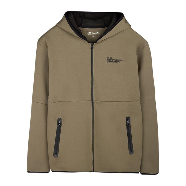 Sweat en coton mélangé taupe à coupe droite pourvu d'un col à capuche taupe <span itemprop=