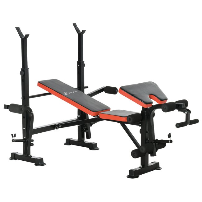 Banc de musculation support d'haltères dossier réglable noir rouge noir <span itemprop=
