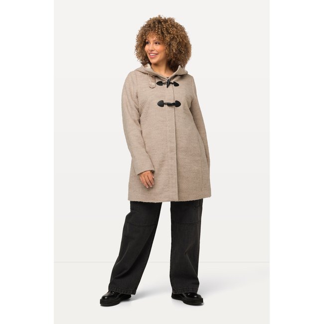 Duffle-coat en laine mélangée mastic foncé <span itemprop=