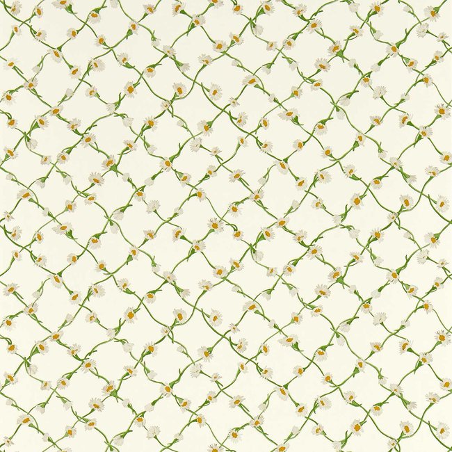 Daisy Trellis Emerald Pearl Wallpaper, cream, HARLEQUIN X SOPHIE ROBINSON