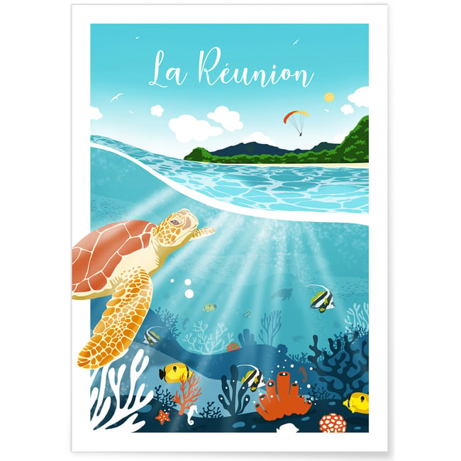 Affiche La Réunion Couleur blanc <span itemprop=