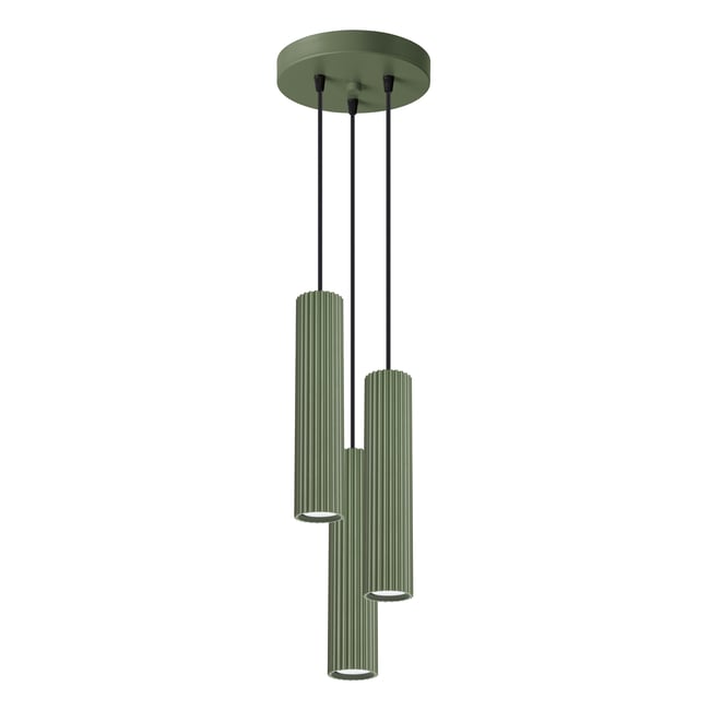 Suspension Aluminium Vert Olive GU10 3 Karbon Couleur vert <span itemprop=
