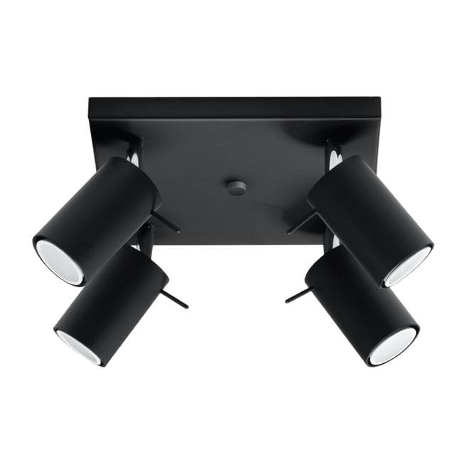 Plafonnier Acier Noir GU10 4 Ring Line Couleur noir <span itemprop=
