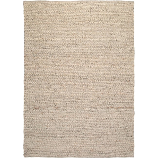 Tapis rectangulaire en laine tissé main Couleur ivoire chiné beige et gris clair <span itemprop=