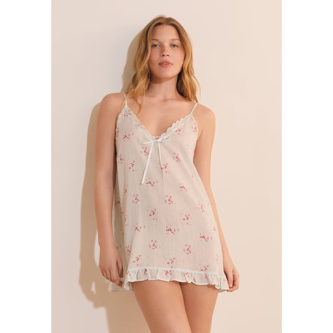Nuisette à motif floral FIOCCO imp bleu vert <span itemprop=