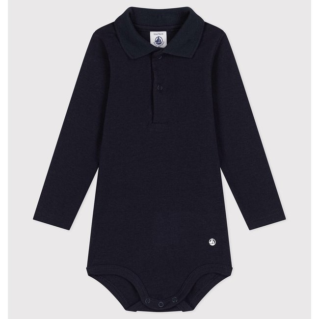 Langarm-Body mit Polokragen marine <span itemprop=