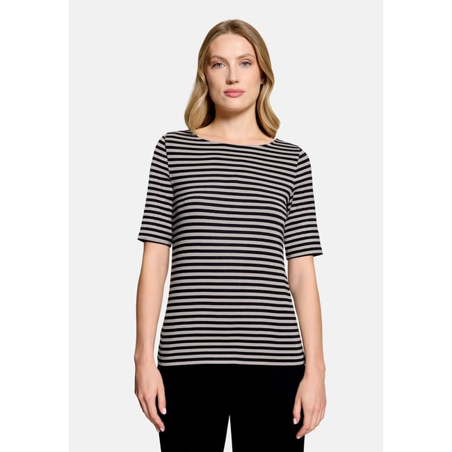 T-shirt basique manches courtes taupe/black <span itemprop=