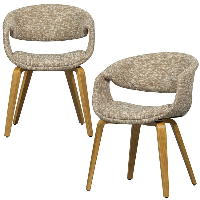 Lot de 2 chaises de table en bois et polyester YOSSI - WOOOD