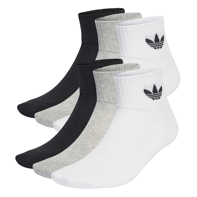 Pack of 6 Pairs of Mid Socks, white + black + grey, adidas Originals