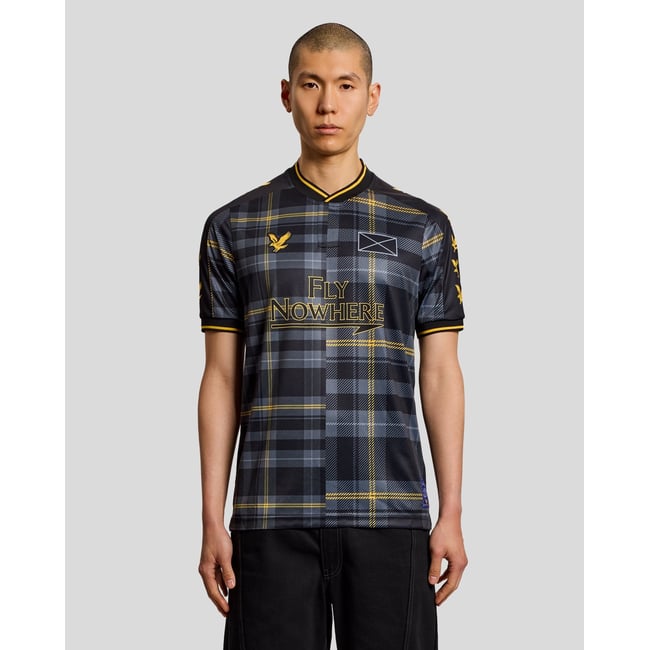 Maillot de football à carreaux noir jais <span itemprop=