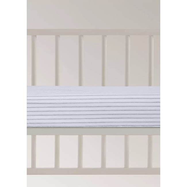 Drap-housse coton à rayures berceau 60 x 120 x 15 cm gris <span itemprop=