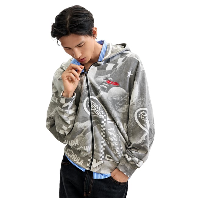 Sweat imprimé gray <span itemprop=