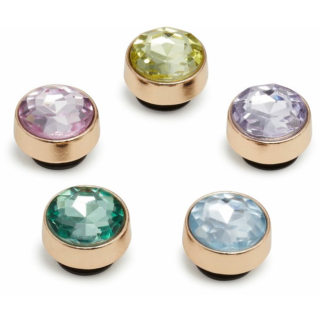 Lote de 5 Jibbitz Gold and Gem multicolor <span itemprop=