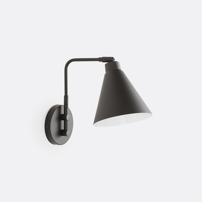 Wandleuchte Hiba mit Gelenkarm, Eisen schwarz <span itemprop=