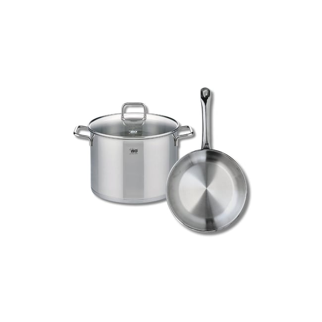 Batterie de cuisine 1 poêle 24cm + 1 faitout 26cm PROFI CITRIN gris <span itemprop=