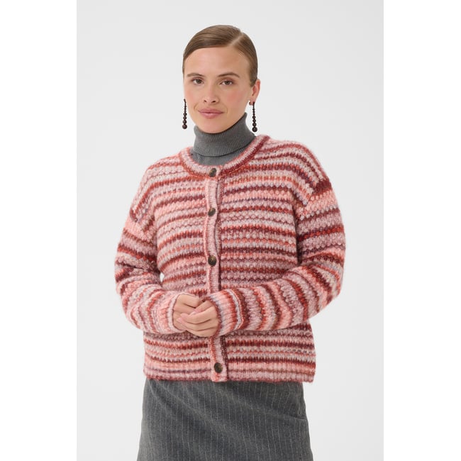 Cardigan à tricot rouge red melange multi <span itemprop=