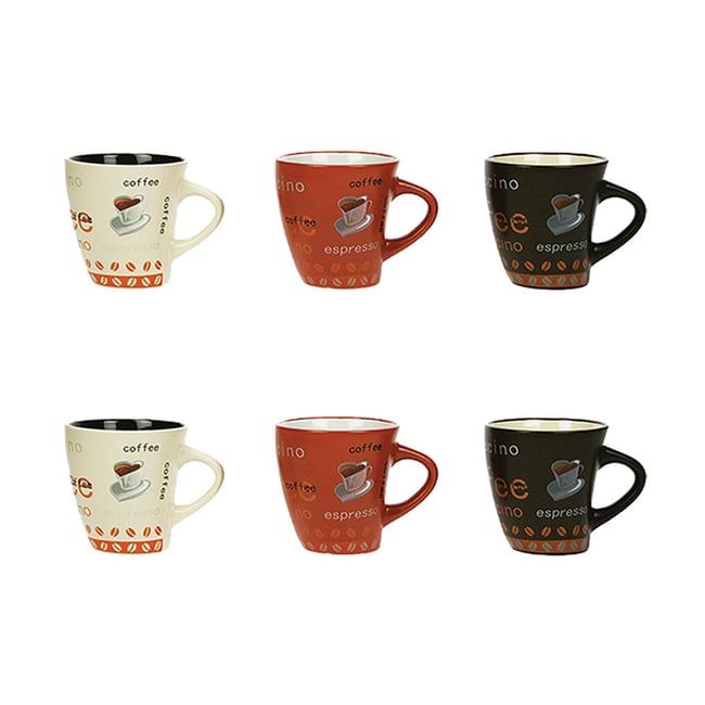 Lot de 6 tasses en grès 15cl, NOVA Couleur multicolore <span itemprop=