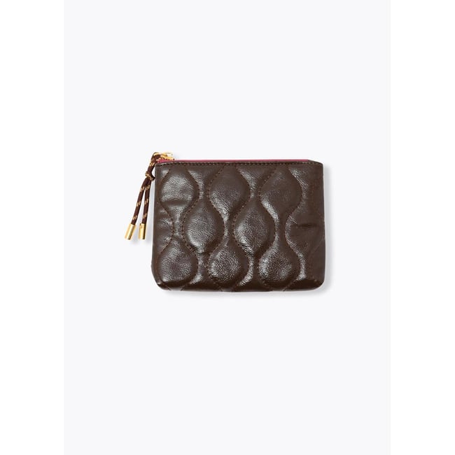 Mini pochette matelassée marron <span itemprop=