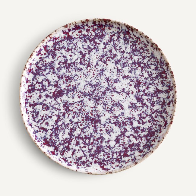 Set of 4 Hortensia Enamelled Stoneware Flat Plates, white/purple, AM.PM