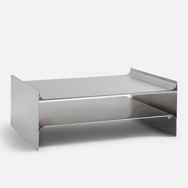 Table basse double plateau, en acier inox finition chromée, LEIRA Couleur chrome <span itemprop=