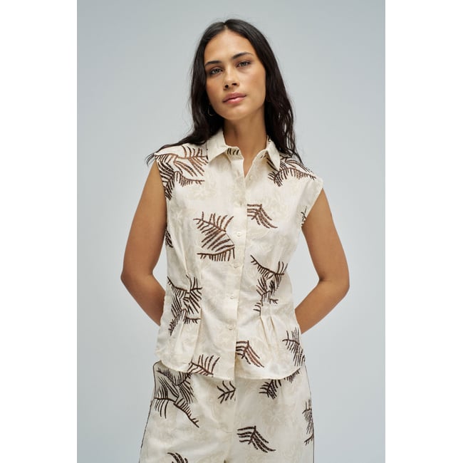 CHEMISE AVEC BRODERIES blanc <span itemprop=