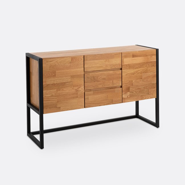 Buffet chêne et métal acier indus Hiba Couleur chêne <span itemprop=