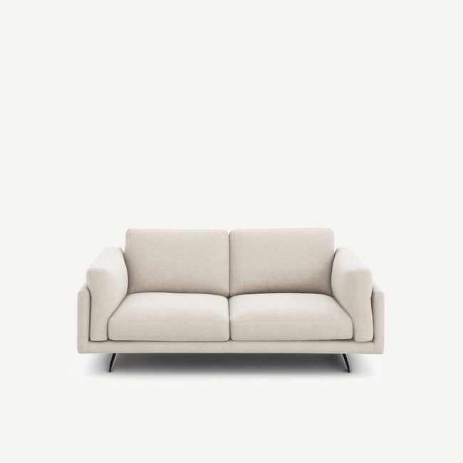 Canapé 2 places, en toile chinée, CÉSAR Couleur ivoire <span itemprop=