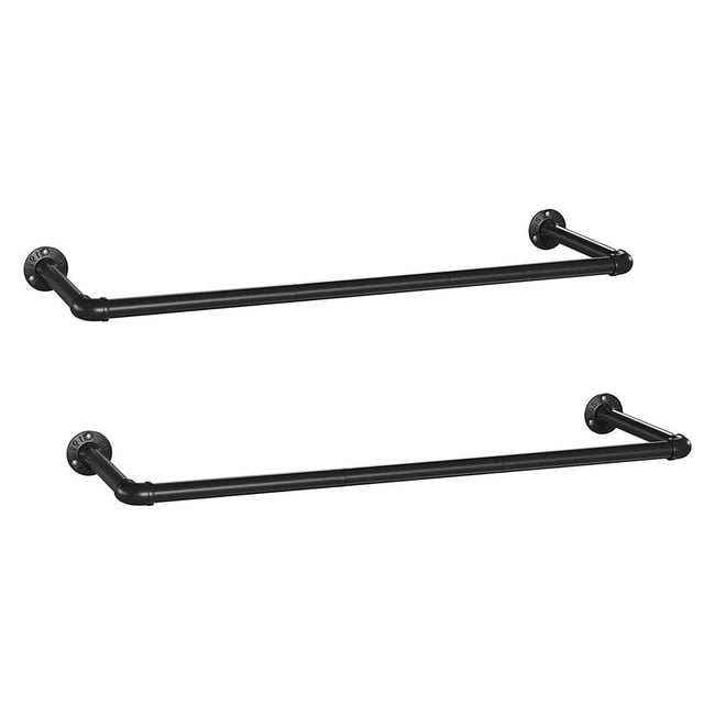 Ensemble de 2 patères murales noires pour vêtements - L92 x P30 cm Couleur noir <span itemprop=