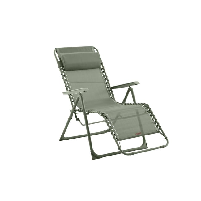 Fauteuil de jardin relax inclinable 5 positions et pliant en acier SILOS vert laurier <span itemprop=
