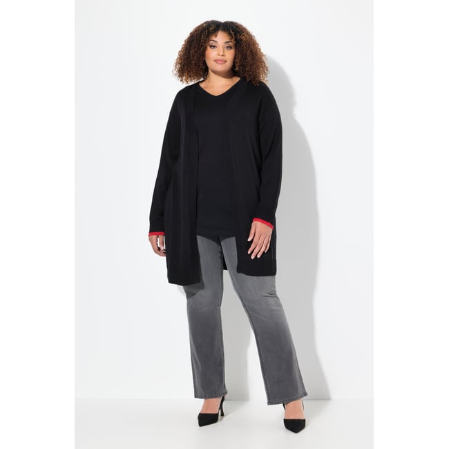 Cardigan ouvert à encolure en V noir <span itemprop=