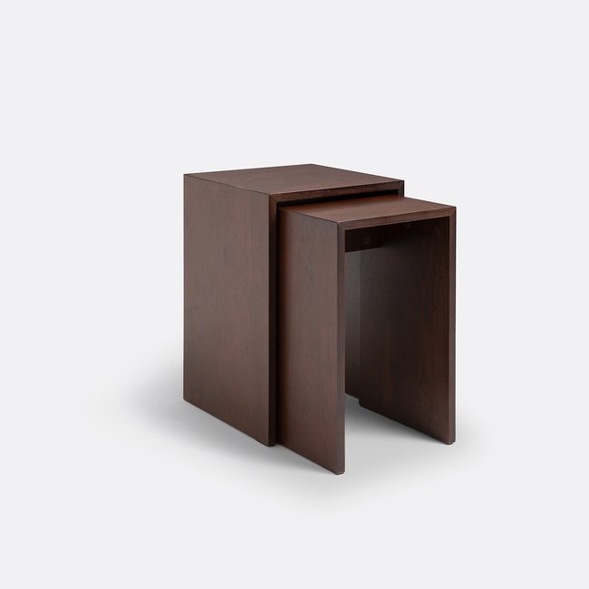 Lot de 2 bouts de canapé gigognes, en plaqué noyer, MENDO Couleur coloris noyer <span itemprop=