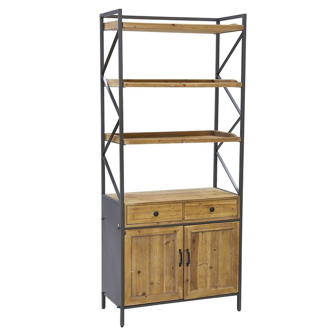 Etagère en pin et métal 2 tiroirs Couleur brown <span itemprop=