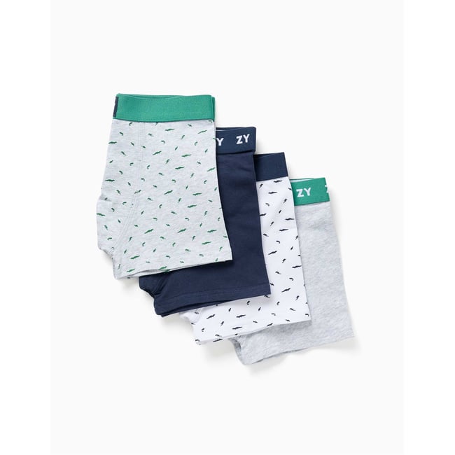 Lot de 4 boxers unis/à imprimés multicolore <span itemprop=