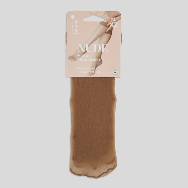 Lot de 2 paires de mi bas voile NUDE - MONOPRIX