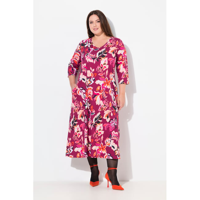 Robe en jersey à fleurs orchidée foncé <span itemprop=