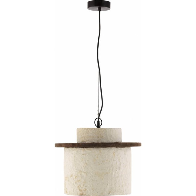 Suspension en papier mâché et bois Couleur beige vieilli, brun et noir <span itemprop=