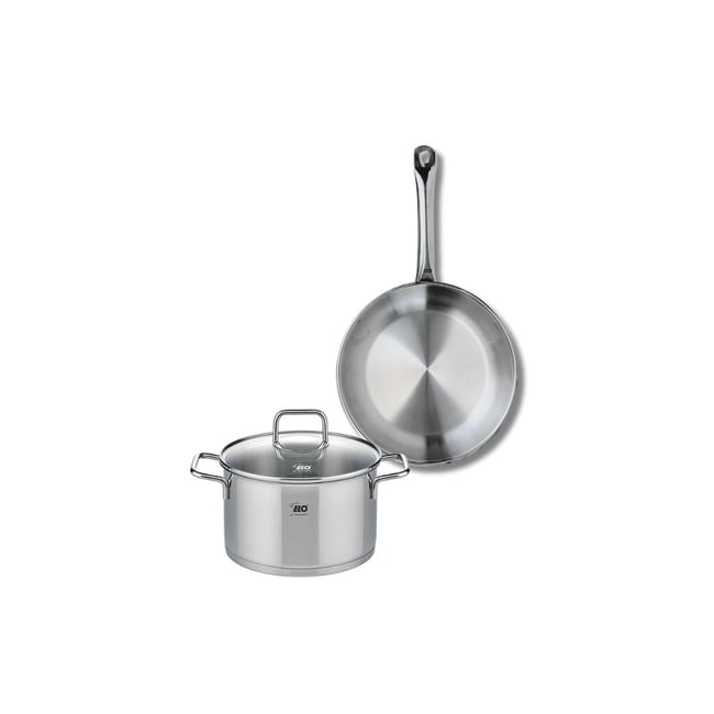 Batterie de cuisine 1 poêle 24cm + 1 faitout 20cm PROFI CITRIN gris <span itemprop=